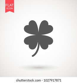 Leaf clover sign icon. Saint patrick symbol. Ecology concept. Flat design style. Good luck. Clover lucky vector illustration