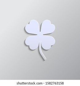 Leaf clover sign icon. Saint patrick symbol. Ecology concept. Flat design style. Vector icon. Paper style vector icon