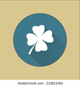 Leaf clover sign icon. Saint patrick symbol. Ecology concept. Flat design style.