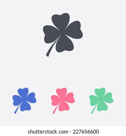 Leaf clover sign icon. Saint patrick symbol. Ecology concept. Flat design style.