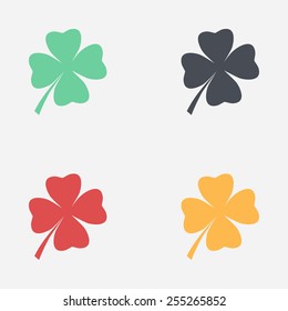 Leaf clover sign icon. Saint patrick symbol. Ecology concept. Flat design style.