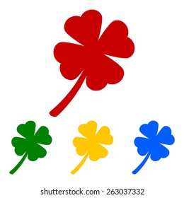 Leaf clover sign icon. Saint patrick symbol. Ecology concept. Flat design style.