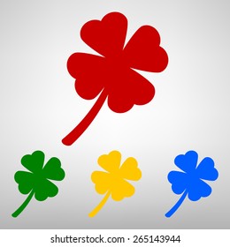 Leaf clover sign icon. Saint patrick symbol. Ecology concept. Flat design style.
