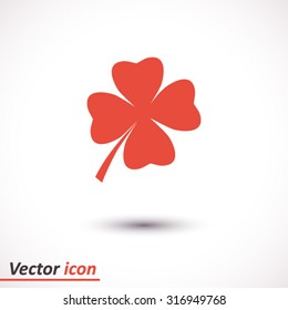 Leaf clover sign icon. Saint Patrick's symbol. Ecology concept. Flat design style.