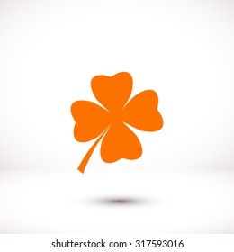 Leaf clover sign icon. Saint patrick symbol. Ecology concept. Flat design style.