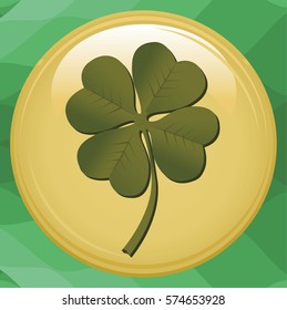 Leaf clover sign icon. Saint patrick symbol. Ecology concept. Flat design style.