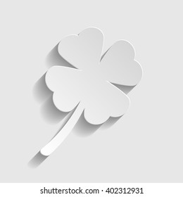 Leaf clover sign. Paper style icon 