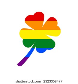 Leaf clover sign. Rainbow gay LGBT rights colored Icon at white Background. Illustration.