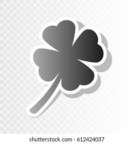Leaf clover sign. Vector. Blackish icon on transparent background with transition.