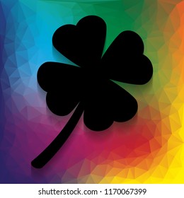 Leaf clover sign. Vector. Flat style black icon on white.