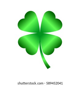 Leaf clover sign vector icon. Saint patrick symbol. Ecology concept. Flat design style.