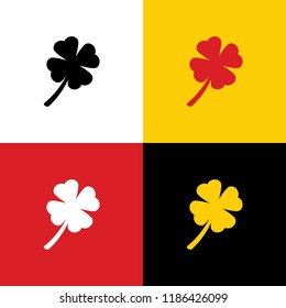 Leaf clover sign. Vector. Icons of german flag on corresponding colors as background.