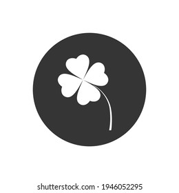 Leaf clover sign white icon. Saint Patrick symbol. Ecology concept. Flat design style. Vector