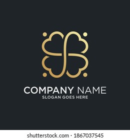 leaf clover single line logo. luxury clover icon for boutique or business company.