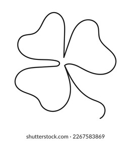 A leaf of clover for St. Patrick's Day in the style of linart. Happy clover, an Irish holiday. Isolated vector illustration.