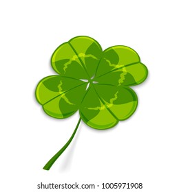 Leaf of a clover symbol of Ireland, vector illustration.