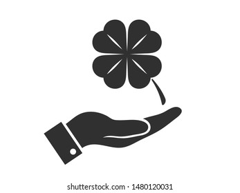 Leaf clover vector icon. Patrick symbol. Ecology concept.