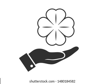 Leaf clover vector icon. Patrick symbol. Ecology concept.