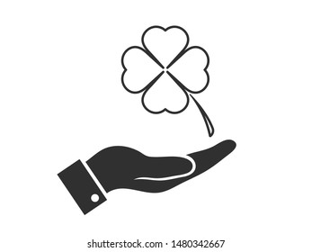 Leaf clover vector icon. Patrick symbol. Ecology concept.
