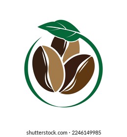 leaf and coffe icon vector illustration template design