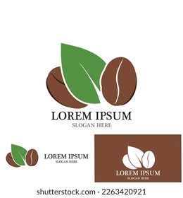 leaf and coffe icon vector illustration template design