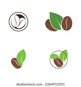 leaf and coffe icon vector illustration template design