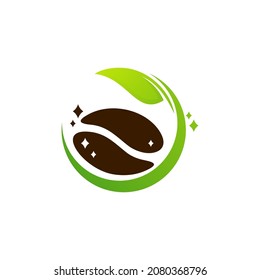 Leaf Coffee logo design vector template. Farm logo concept