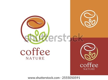leaf coffee logo. nature drink, farm, restaurant, cafe symbol vector design
