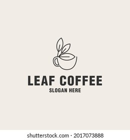 Leaf coffee logo template on monogram style