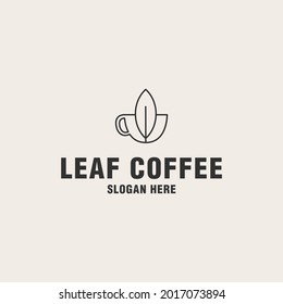 Leaf coffee logo template on monogram style