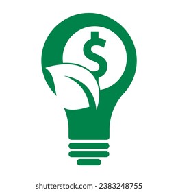 leaf coin bulb shape concept vector logo icon.