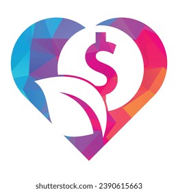 leaf coin heart shape concept vector logo icon.