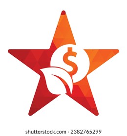 icono del logotipo vectorial de la estrella de la moneda de la hoja.