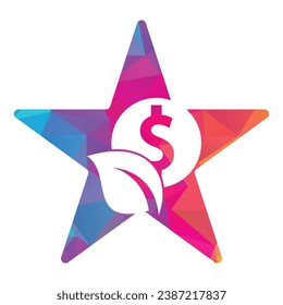 leaf coin star shape concept vector logo icon.