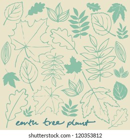 Leaf collection outline & silhouette vector