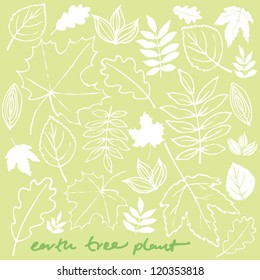 Leaf collection outline & silhouette vector