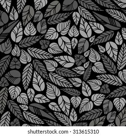 Leaf collection - vector. leaves gray silhouettes. different shapes