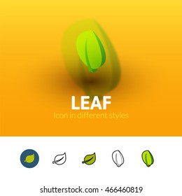 Leaf color icon, vector symbol in flat, outline and isometric style isolated on blur background