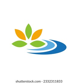 Imagen vectorial del logotipo de la naturaleza floral de color hoja
