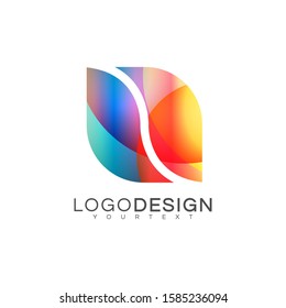 leaf colorful gradient logo. vector design colorful.