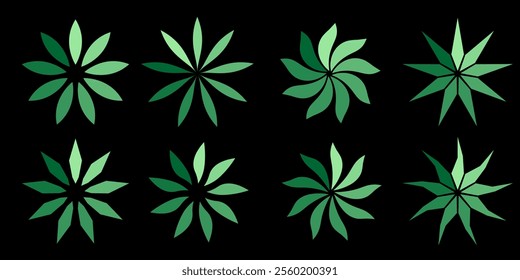 Leaf Colorful Green color Icon Element Set Graphic Design Vector