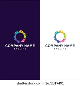leaf colorful logo design vektor