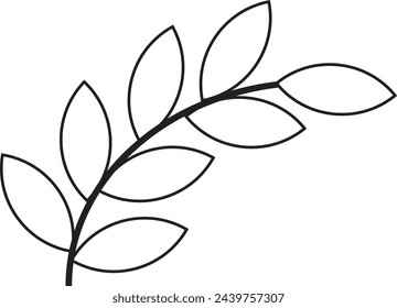 Blatt zum Färben. Eine Linie isoliert auf weißem Hintergrund, Handzeichnung, Doodle. Kräuter, botanische Elemente.