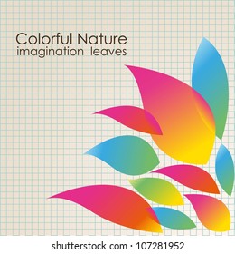 leaf colors on grid background, vector illustration