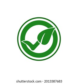 Leaf combination natural logo design with check mark