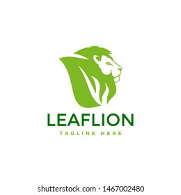 Leaf combine with lion logo