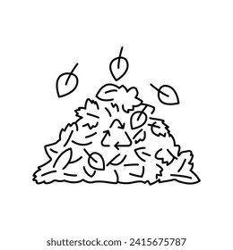 Leaf compost color line icon. Composting. Vector isolated element. Editable stroke.