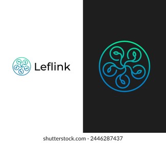 Plantilla de diseño de logotipo moderno Leaf connect