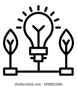 Leaf connecting with electric bulb concept of nature  power generation