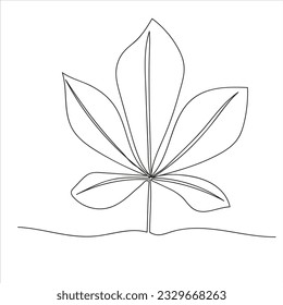 Leaf in continuous line art drawing style. Simple black sketch made of one line isolated on white background. Vector illustration